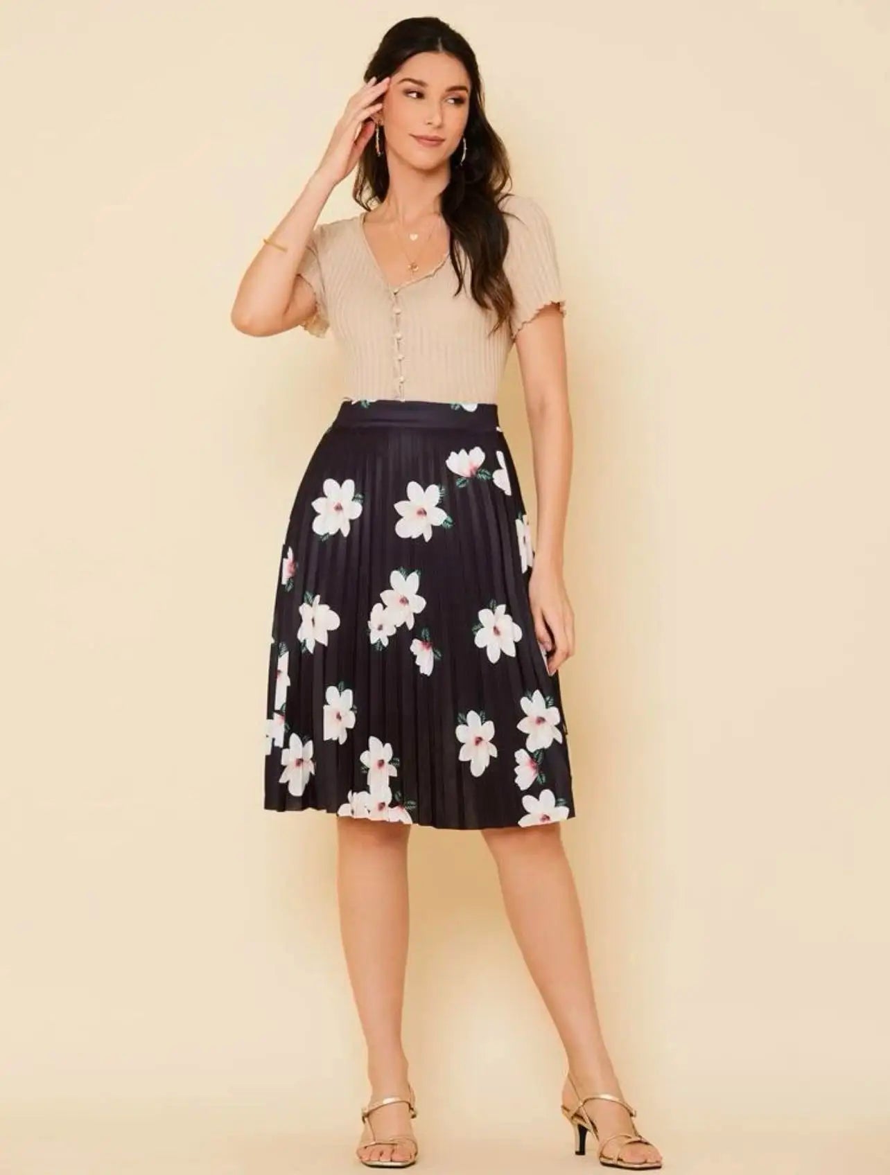 Saia Plissada Floral