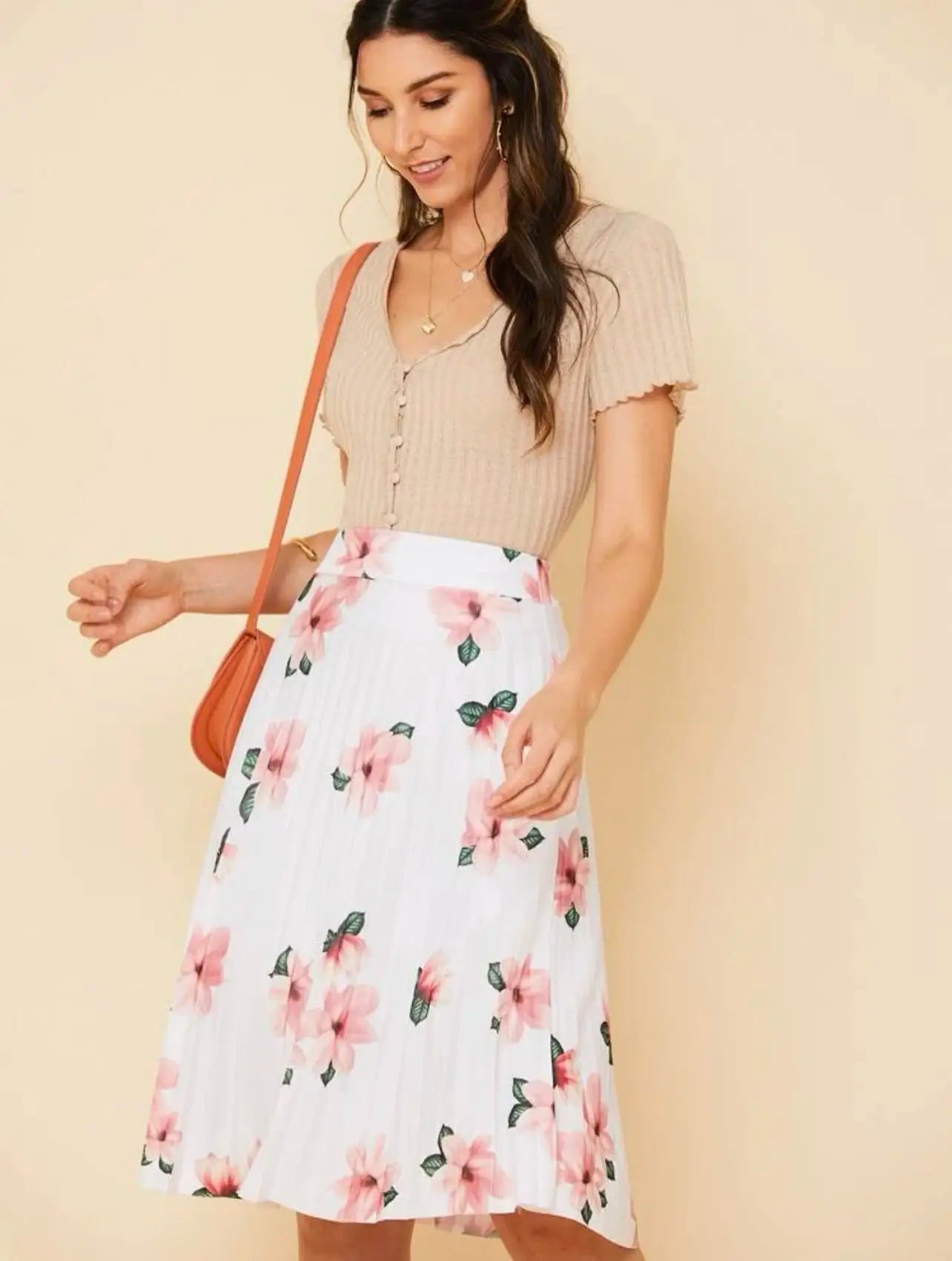 Saia Plissada Floral