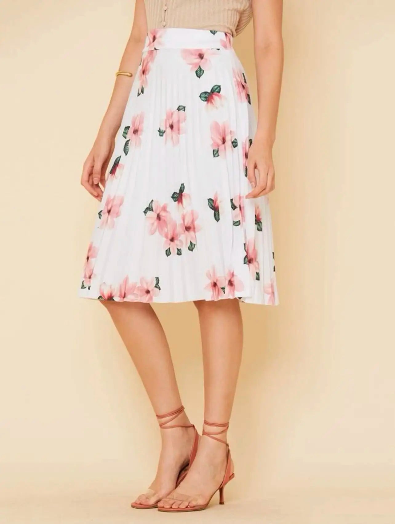 Saia Plissada Floral