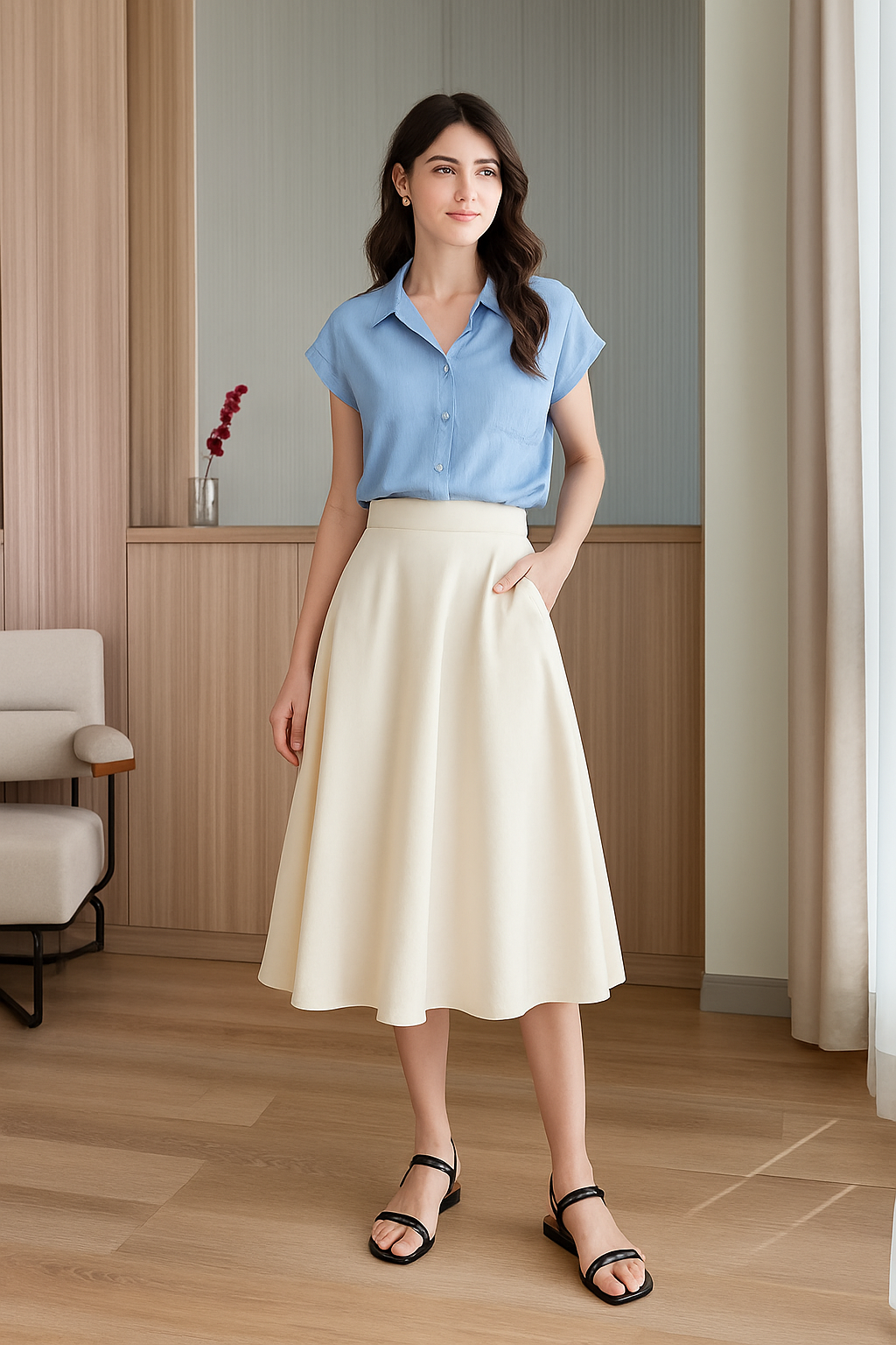 Saia Slim Cintura Alta Elegance