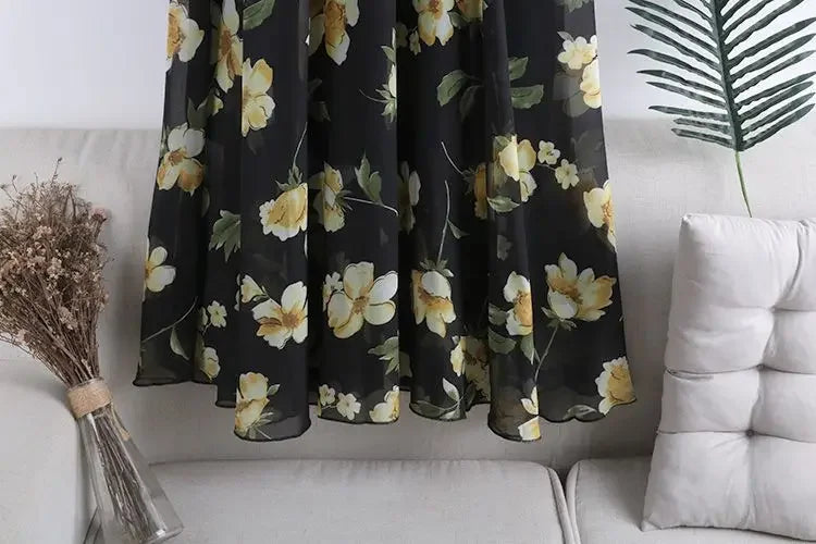 Saia Longa Boho Chiffon Floral