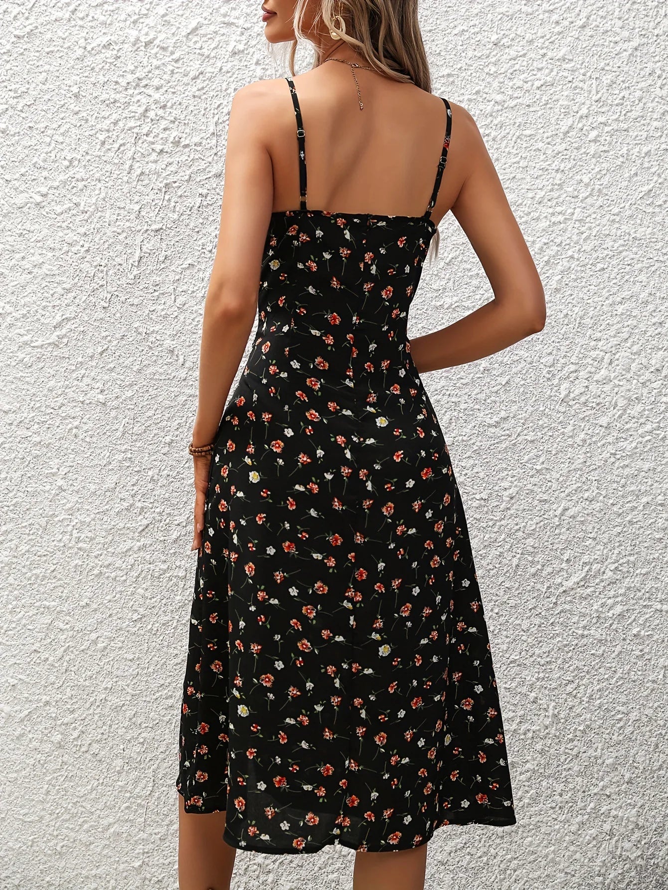 Vestido Alça Poá Floral