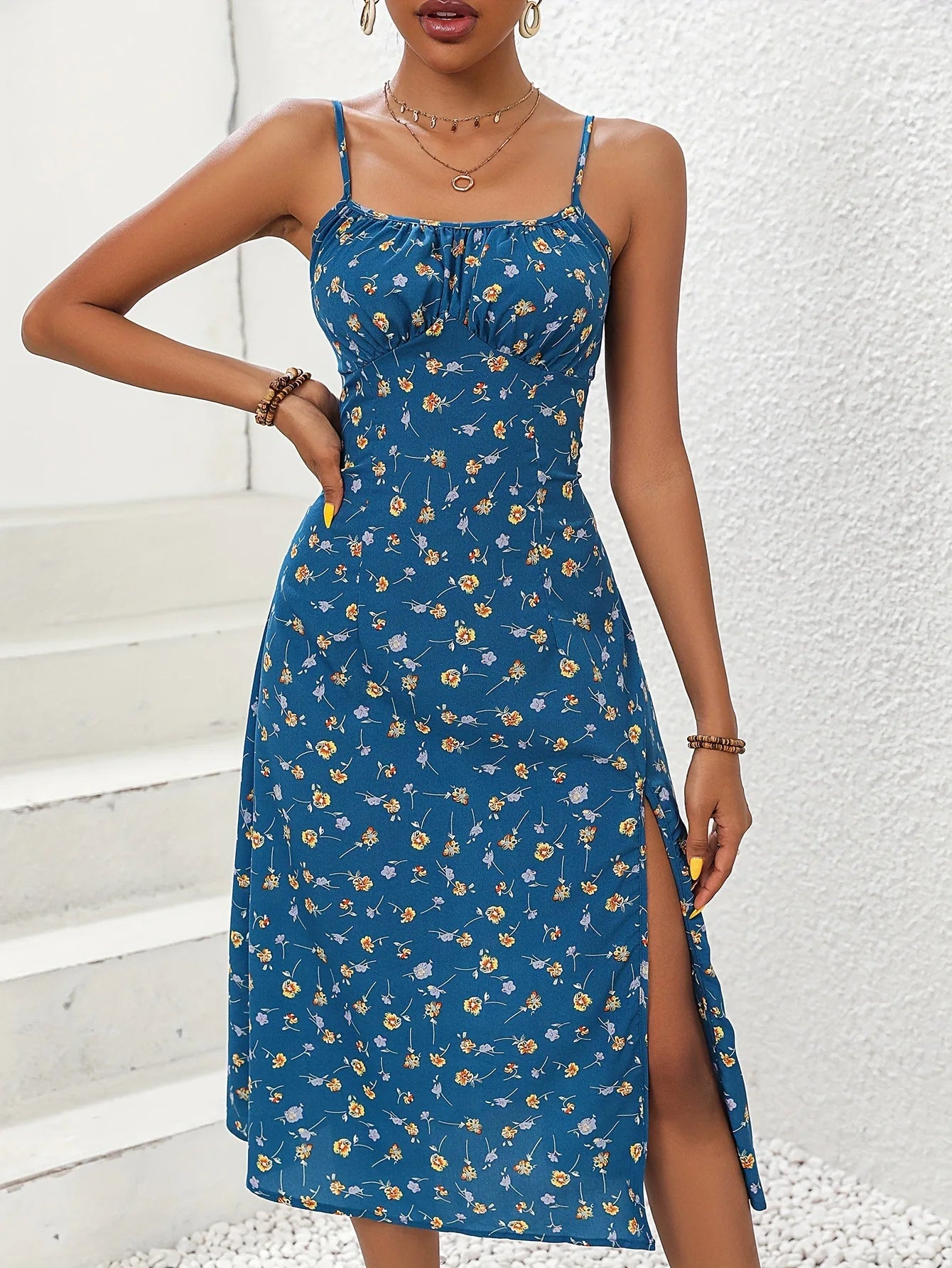 Vestido Alça Poá Floral