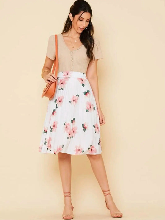 Saia Plissada Floral
