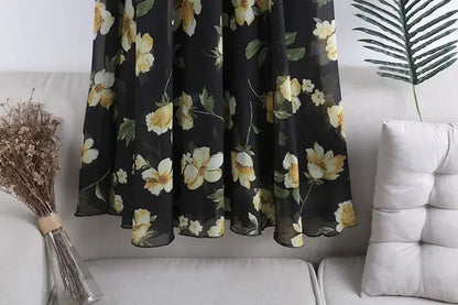 Saia Longa Boho Chiffon Floral