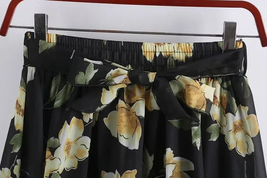 Saia Longa Boho Chiffon Floral