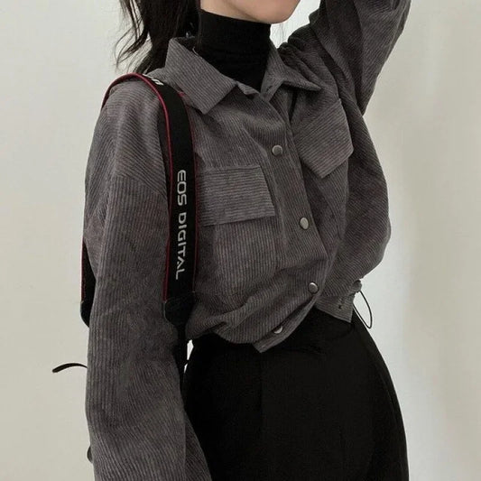 Blusa Vintage em Veludo Cotelê